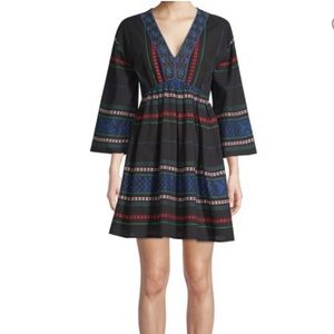 Joie Shada Embroidered Wide Sleeve Boho Dress Size Small